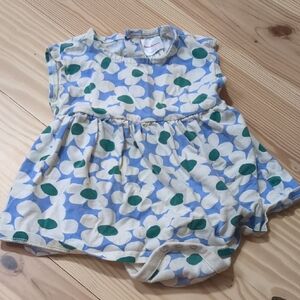 Hanna Andersson Blue and Green Floral Romper Dress
